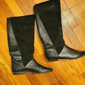 NEW Delman Knee High Leather and Suede boots
